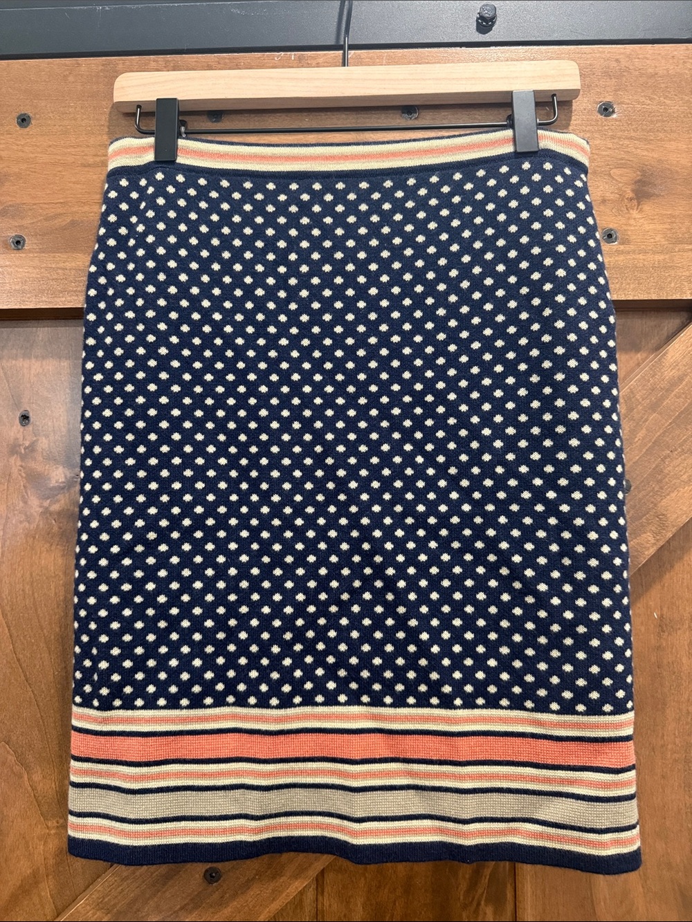 Sparrow Navy Polka Knit Pencil Sweater Skirt Size Small Anthropology